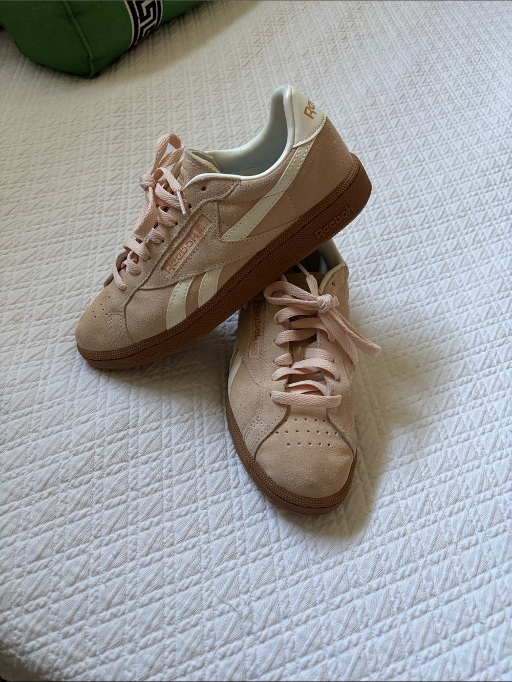 Reebok Women’s Suede Sneakers in Blush Pink with Gum Sole